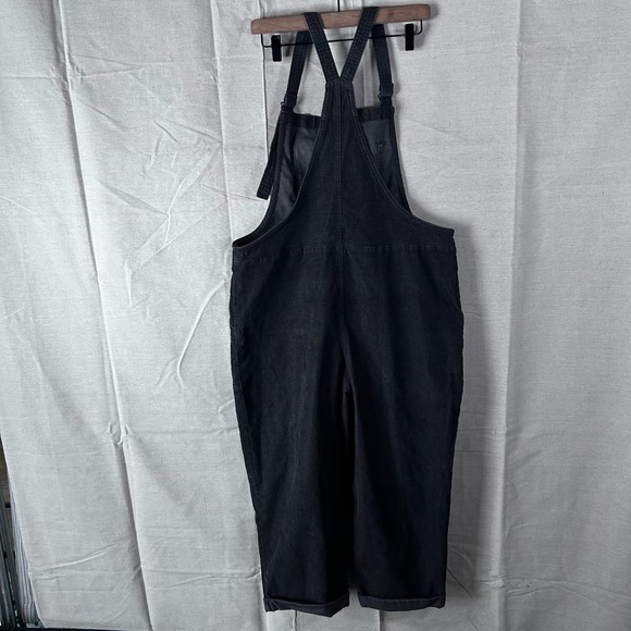 Aerie Charcoal Grey Corduroy Relaxed Overalls Large Bib Pocket Straight Leg - Picture 4 of 9